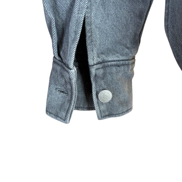 H&M faded black long sleeve collared button down jean jacket women's size XS - Picture 7 of 9